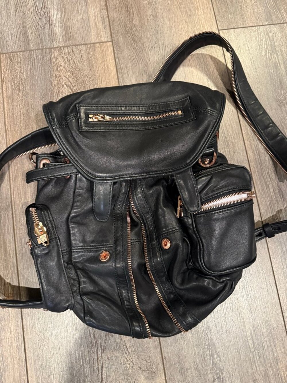 Alexander Wang Mini Marti Backpack Black Washed Lambskin Rose Gold HW Like New